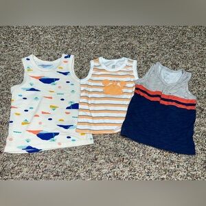 Boys 12 month shirts, Kids Tank Tops - White, Orange, Blue 12 Months Lot of 3